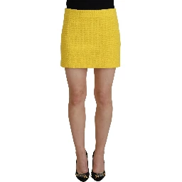 Yellow Double Breasted Mini Suit Blazer Skirt Set