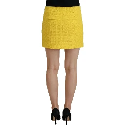 Yellow Double Breasted Mini Suit Blazer Skirt Set