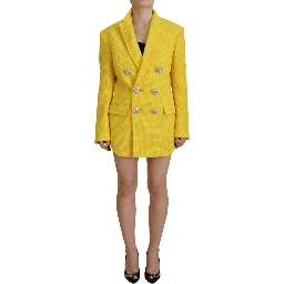 Yellow Peak Double Breasted Suit Blazer Short Set