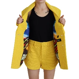 Yellow Peak Double Breasted Suit Blazer Short Set