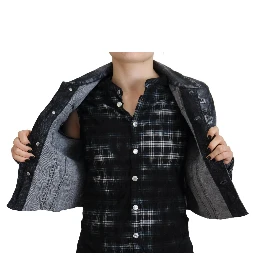 Gray Washed Cotton Distressed Denim Jacket