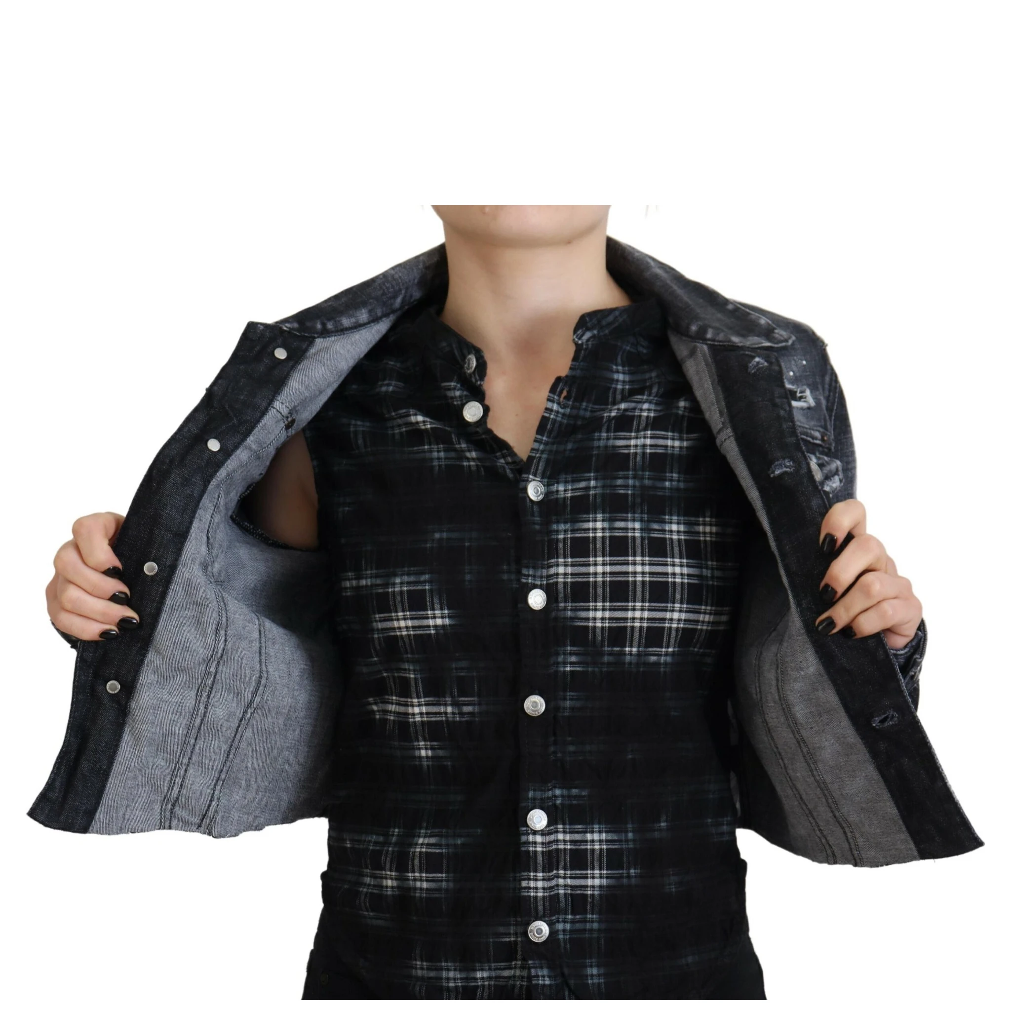 Gray Washed Cotton Distressed Denim Jacket