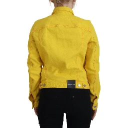 Yellow Collared Long Sleeves Denim Jacket