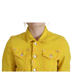 Yellow Collared Long Sleeves Denim Jacket