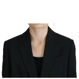 Black Flower Single Breasted Coat Blazer