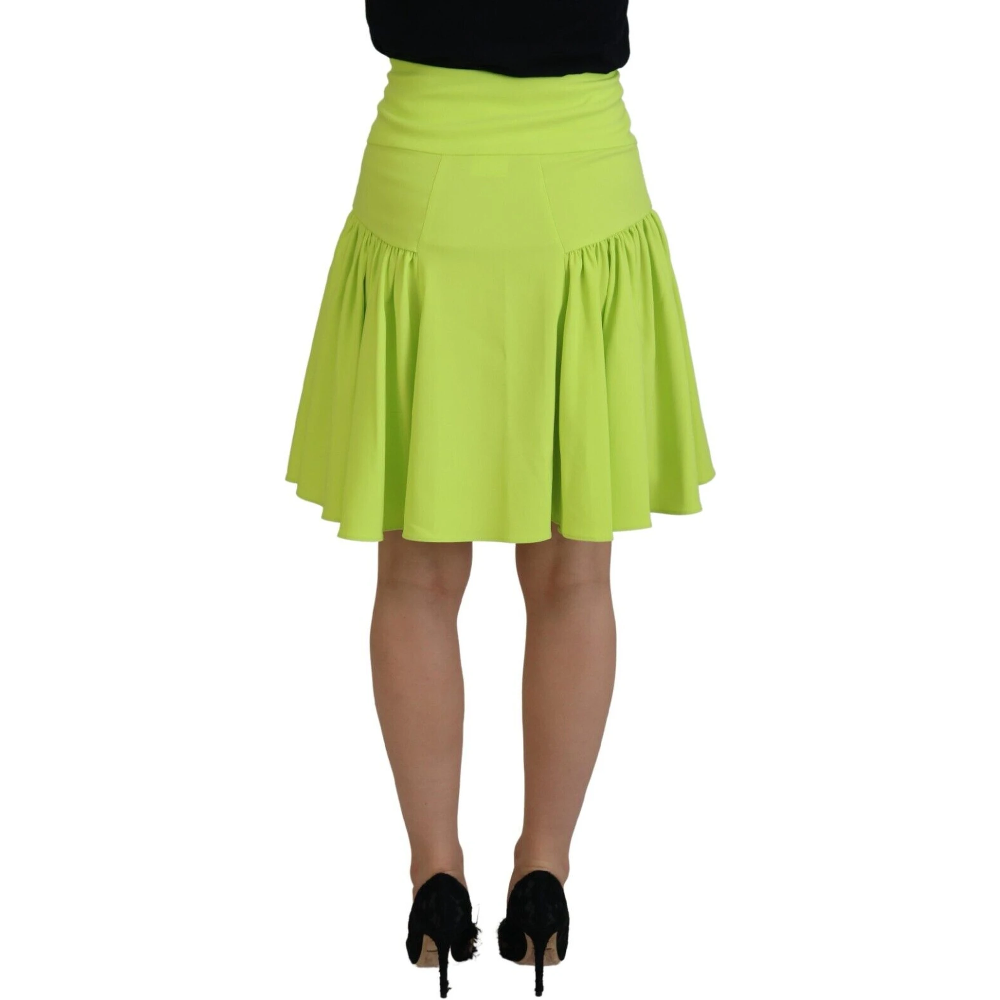 Green High Waist A-line Pleated Mini Women Skirt