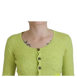 Yellow Green Cashmere Long Sleeves Cropped Sweater
