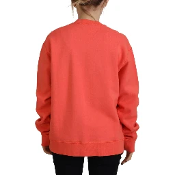 Pink Logo Embroidery Women Long Sleeve Sweater