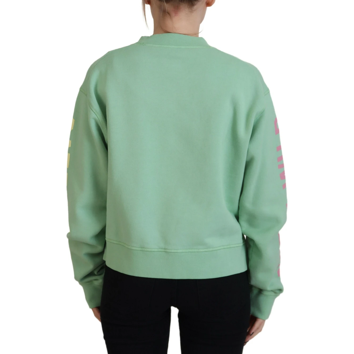 Green Logo Printed Crew Neck Long Sleeve Sweater