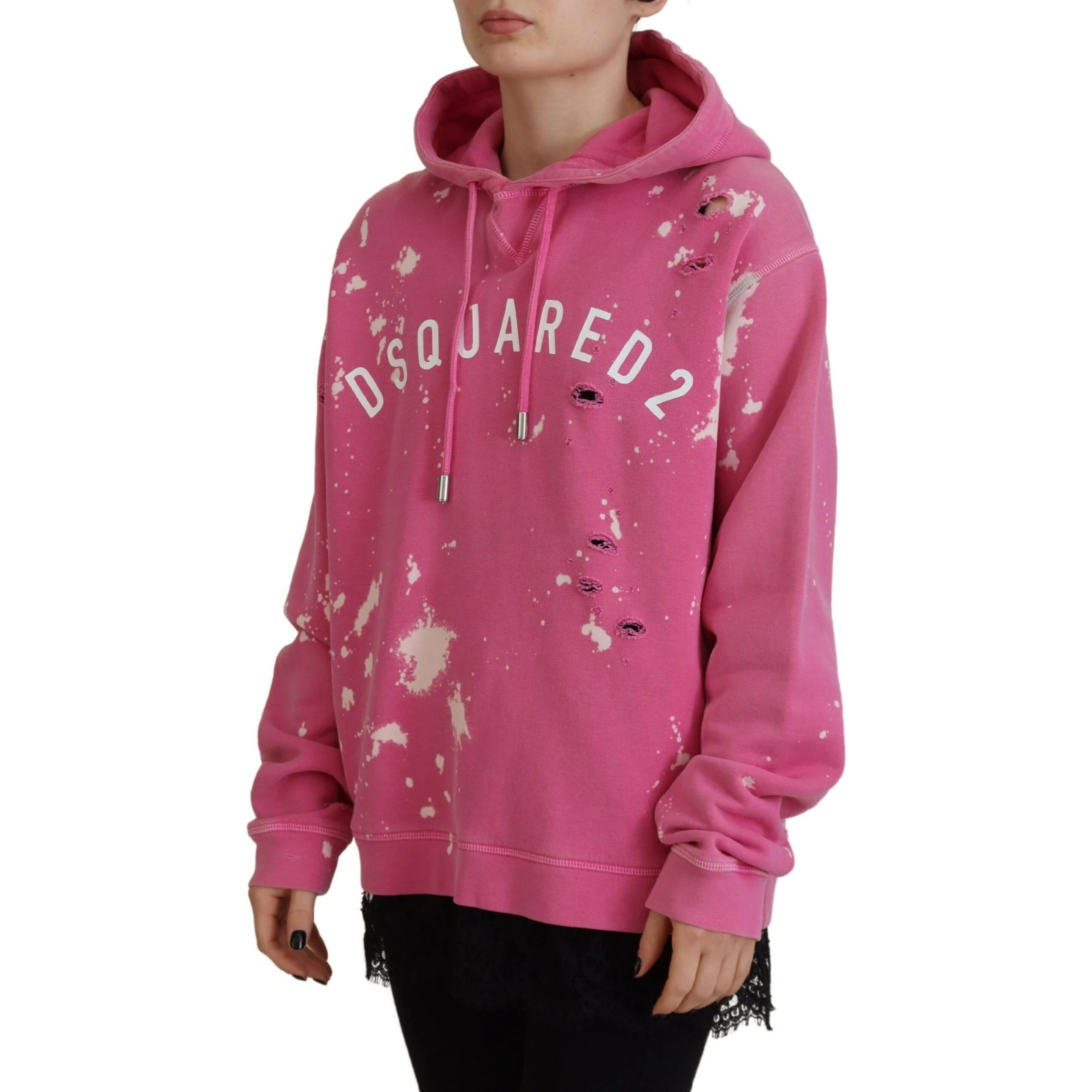 Pink Logo Print Cotton Hoodie Sweatshirt Sweater