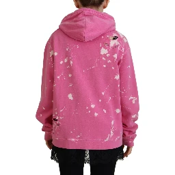 Pink Logo Print Cotton Hoodie Sweatshirt Sweater