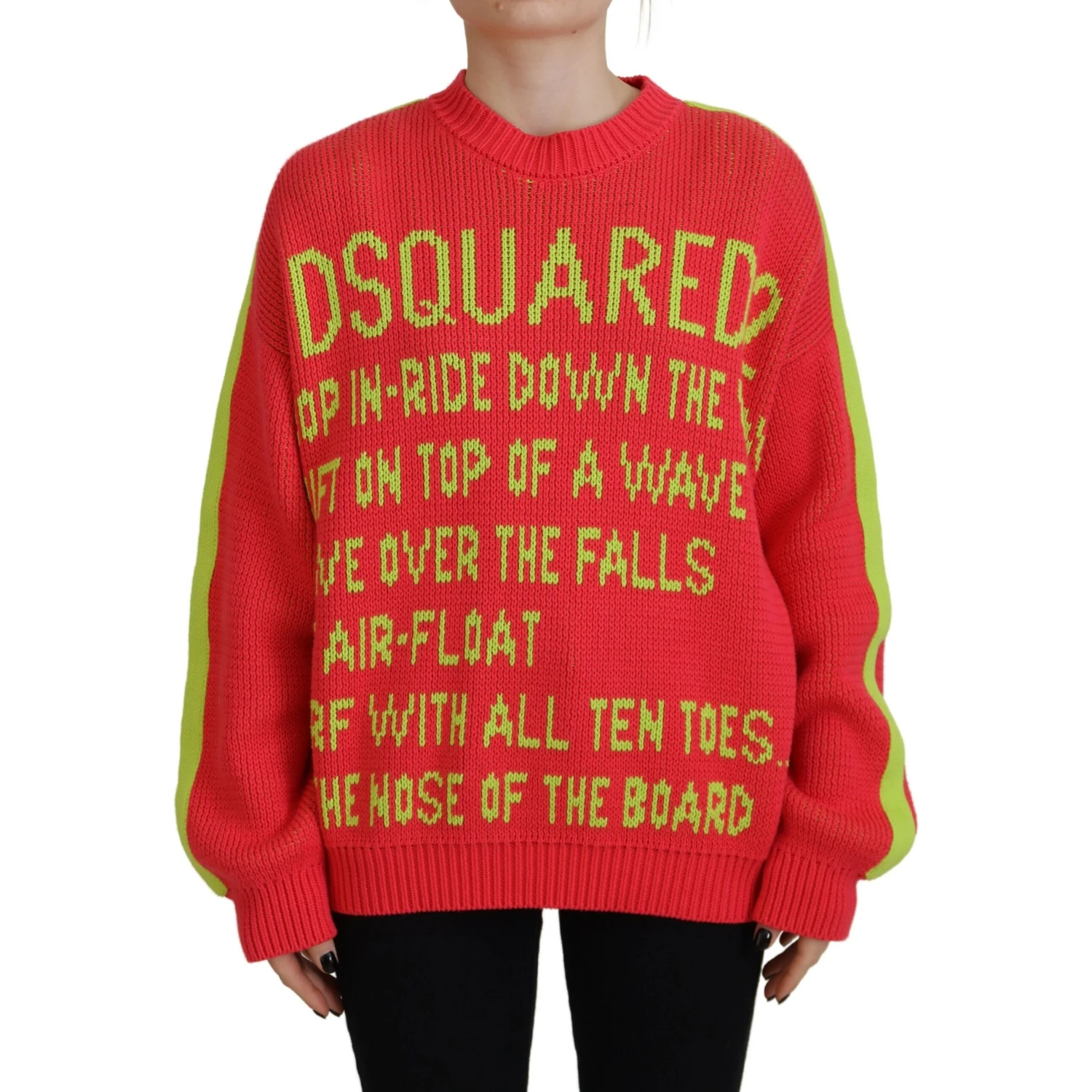 Multicolor Cotton Knitted Crewneck Pullover Sweater