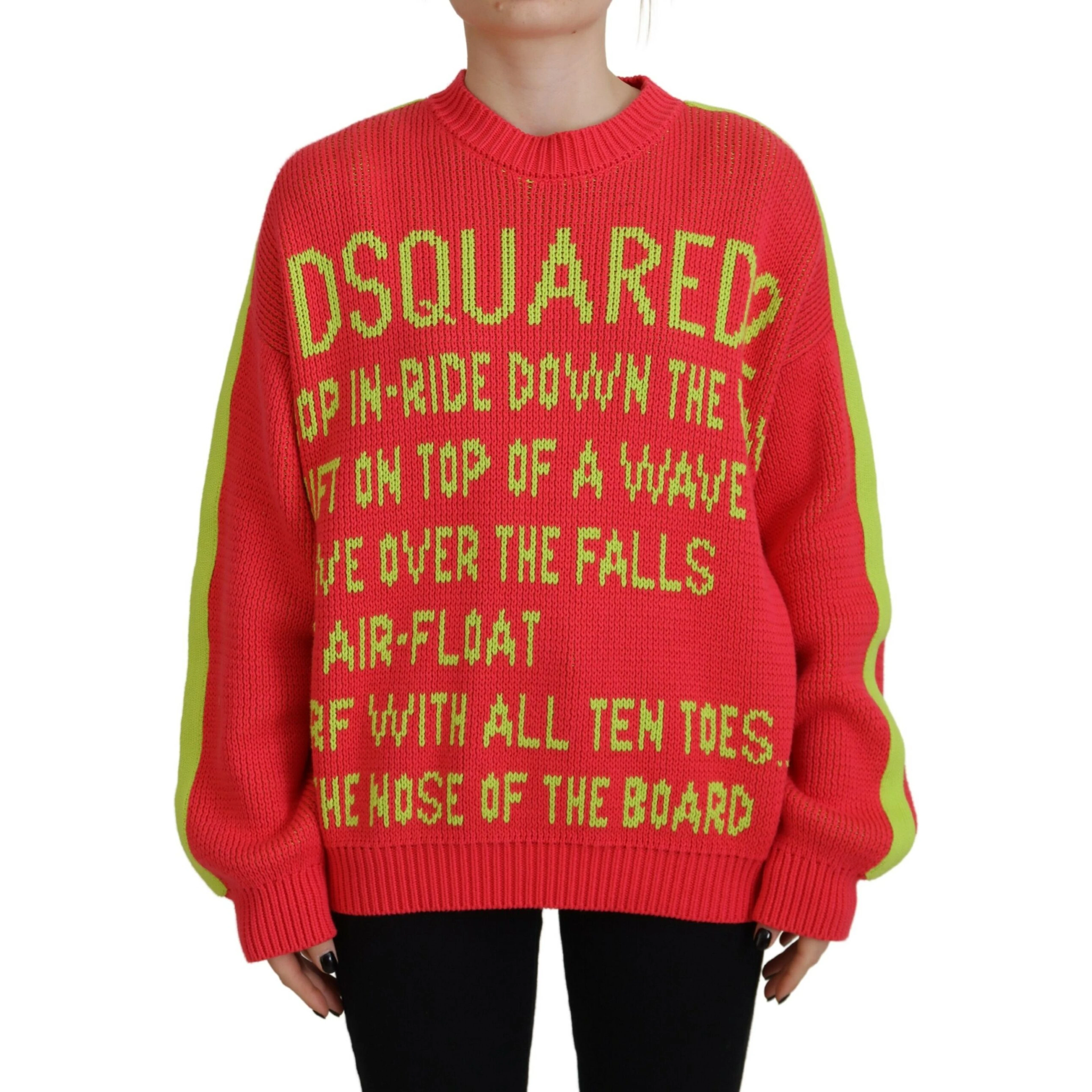 Multicolor Cotton Knitted Crewneck Pullover Sweater