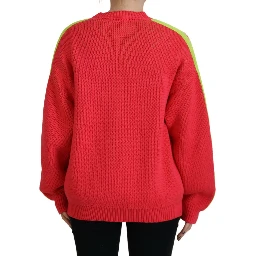 Multicolor Cotton Knitted Crewneck Pullover Sweater