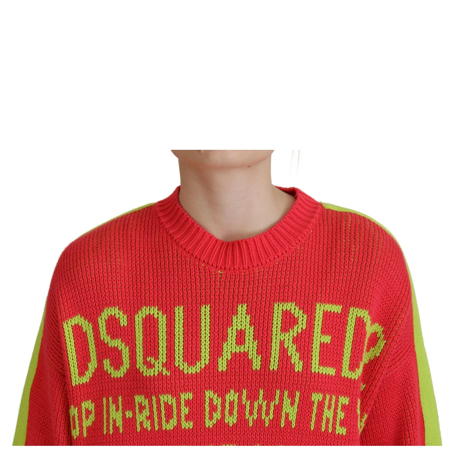 Multicolor Cotton Knitted Crewneck Pullover Sweater