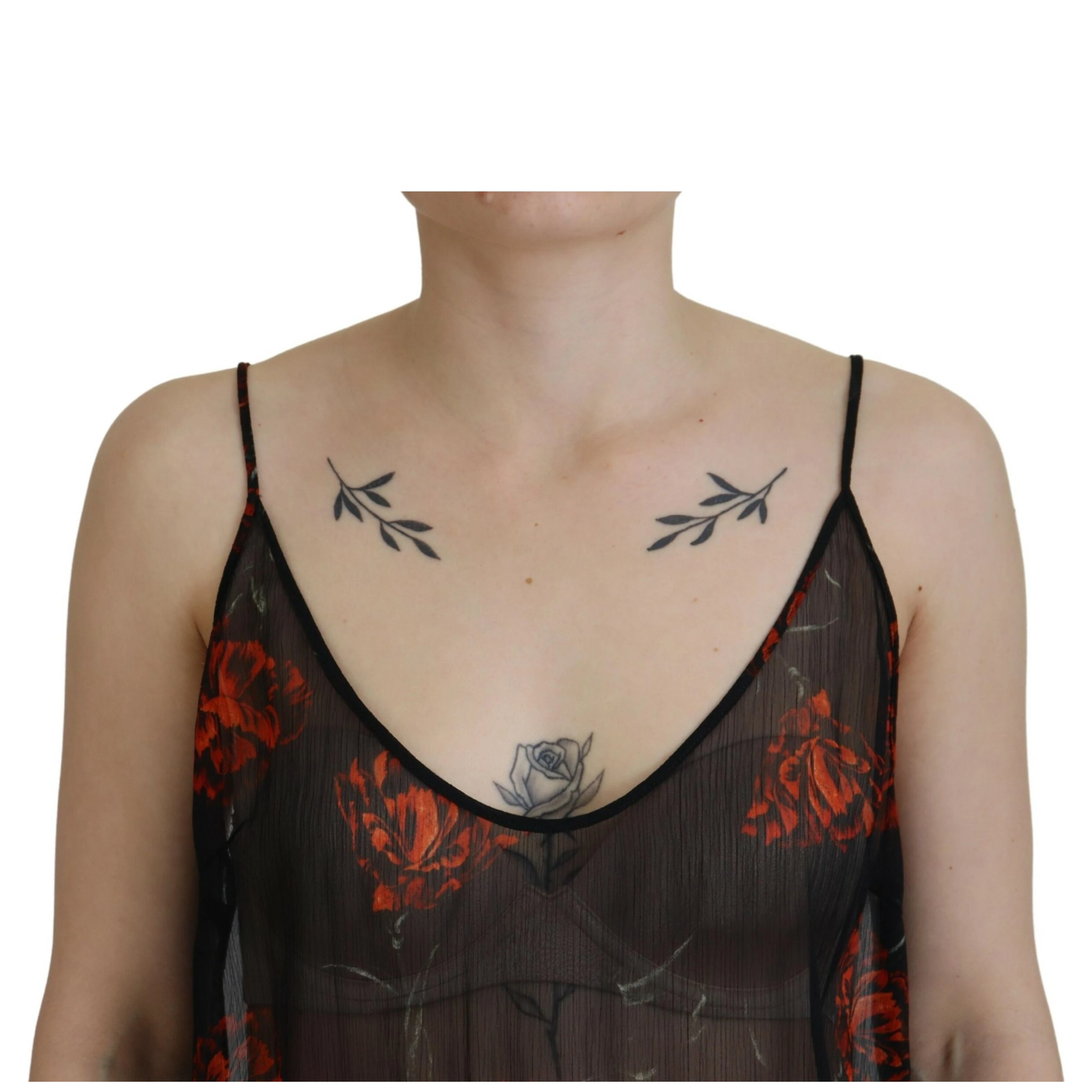Black Floral Print Spaghetti Strap Tank Blouse Top