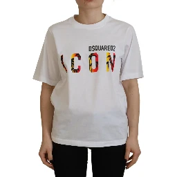 White Cotton Shiny Icon East Tee Crewneck T-shirt