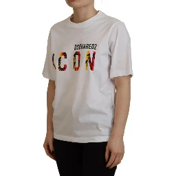 White Cotton Shiny Icon East Tee Crewneck T-shirt