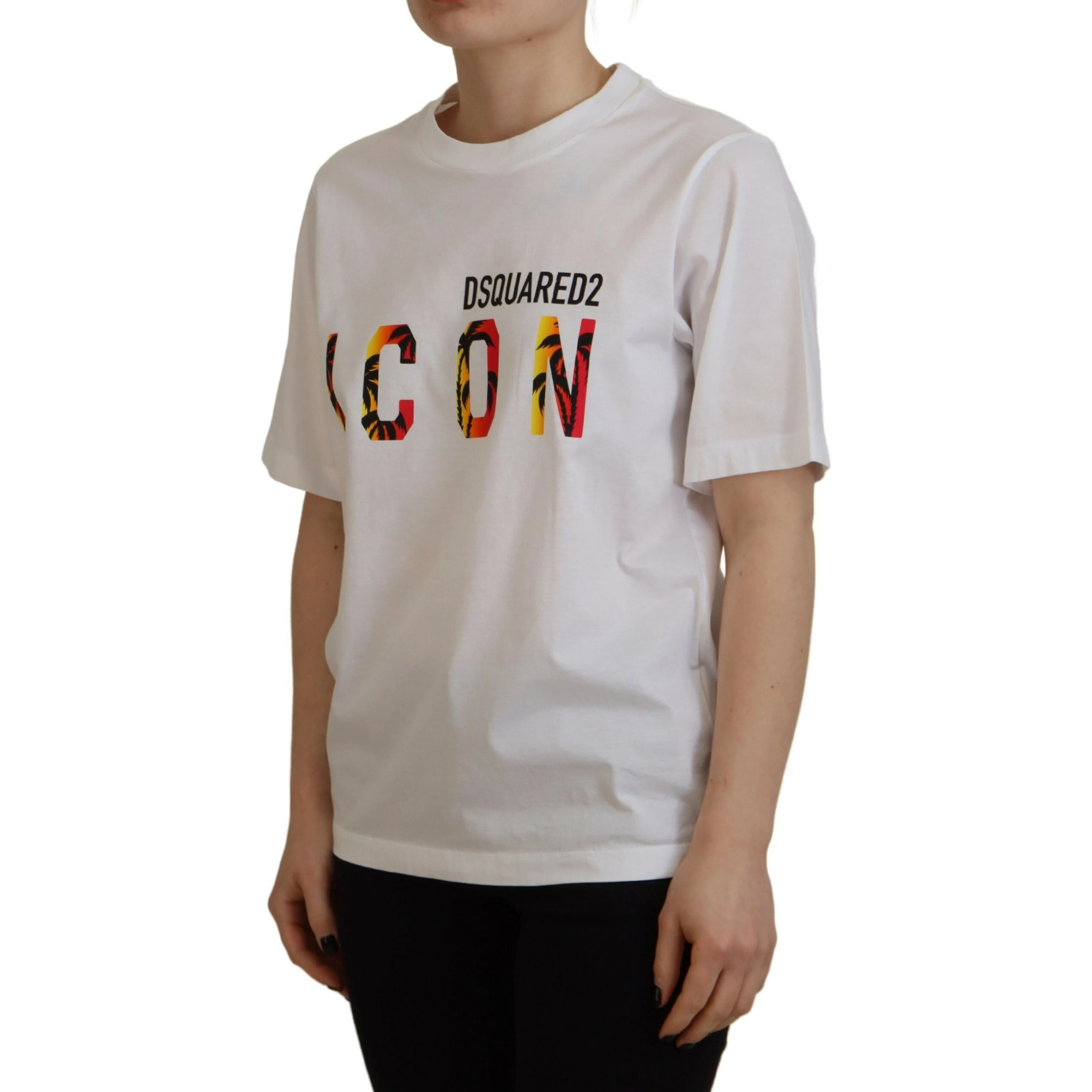 White Cotton Shiny Icon East Tee Crewneck T-shirt
