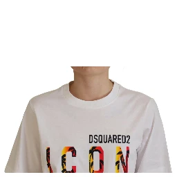 White Cotton Shiny Icon East Tee Crewneck T-shirt
