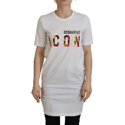White Cotton Icon Logo Print Crewneck T-shirt