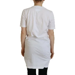 White Cotton Icon Logo Print Crewneck T-shirt