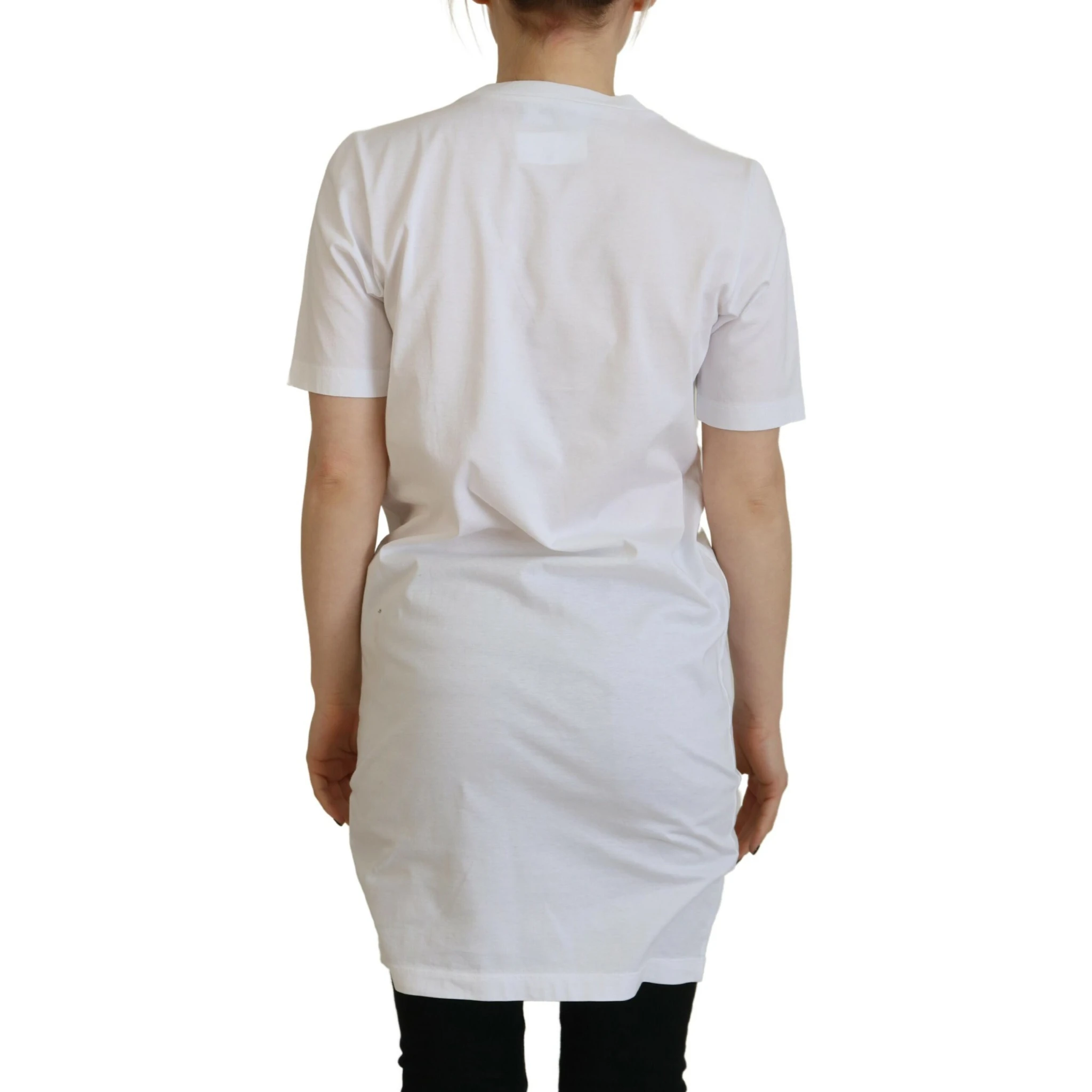 White Cotton Icon Logo Print Crewneck T-shirt