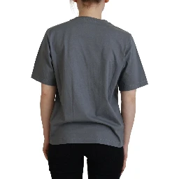 Gray Logo Cotton Crewneck Short Sleeve Tee T-shirt