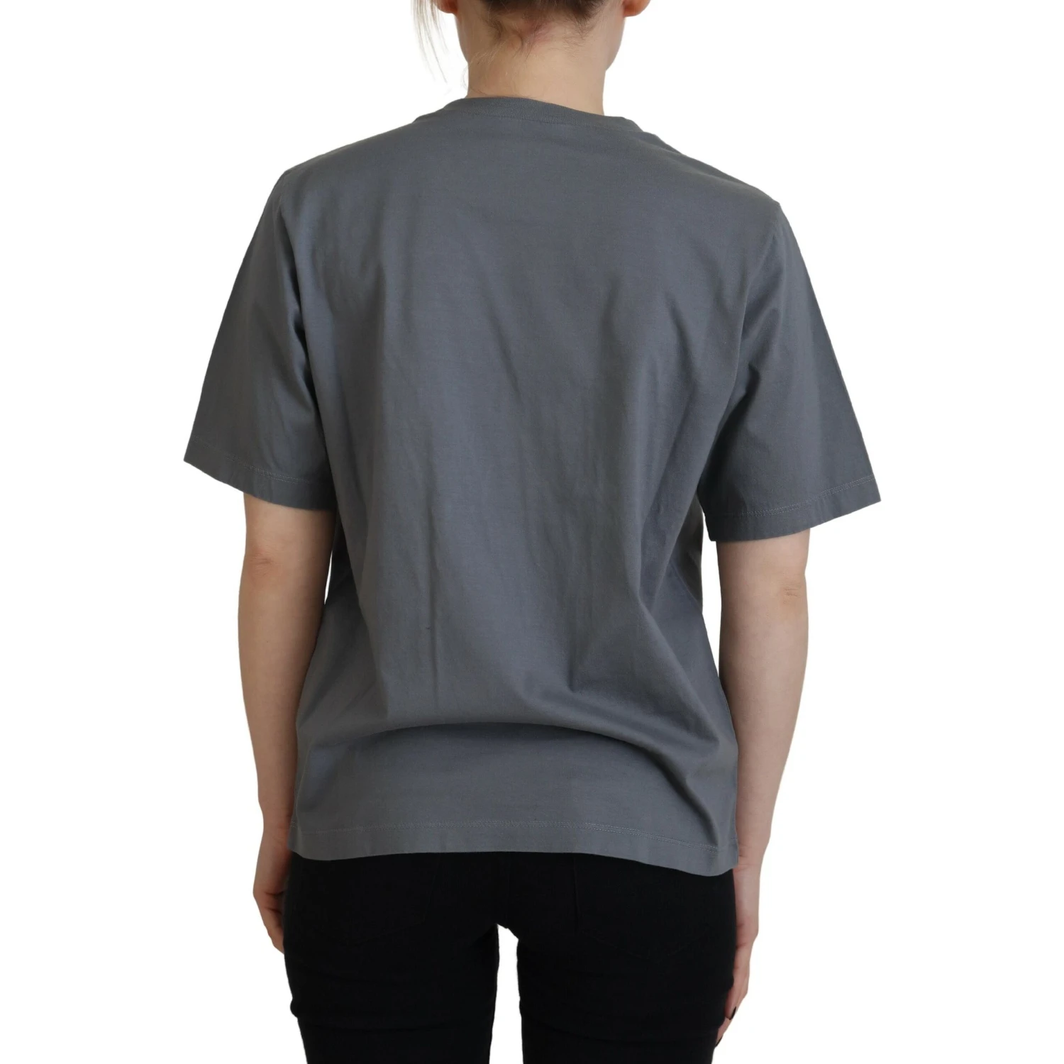 Gray Logo Cotton Crewneck Short Sleeve Tee T-shirt