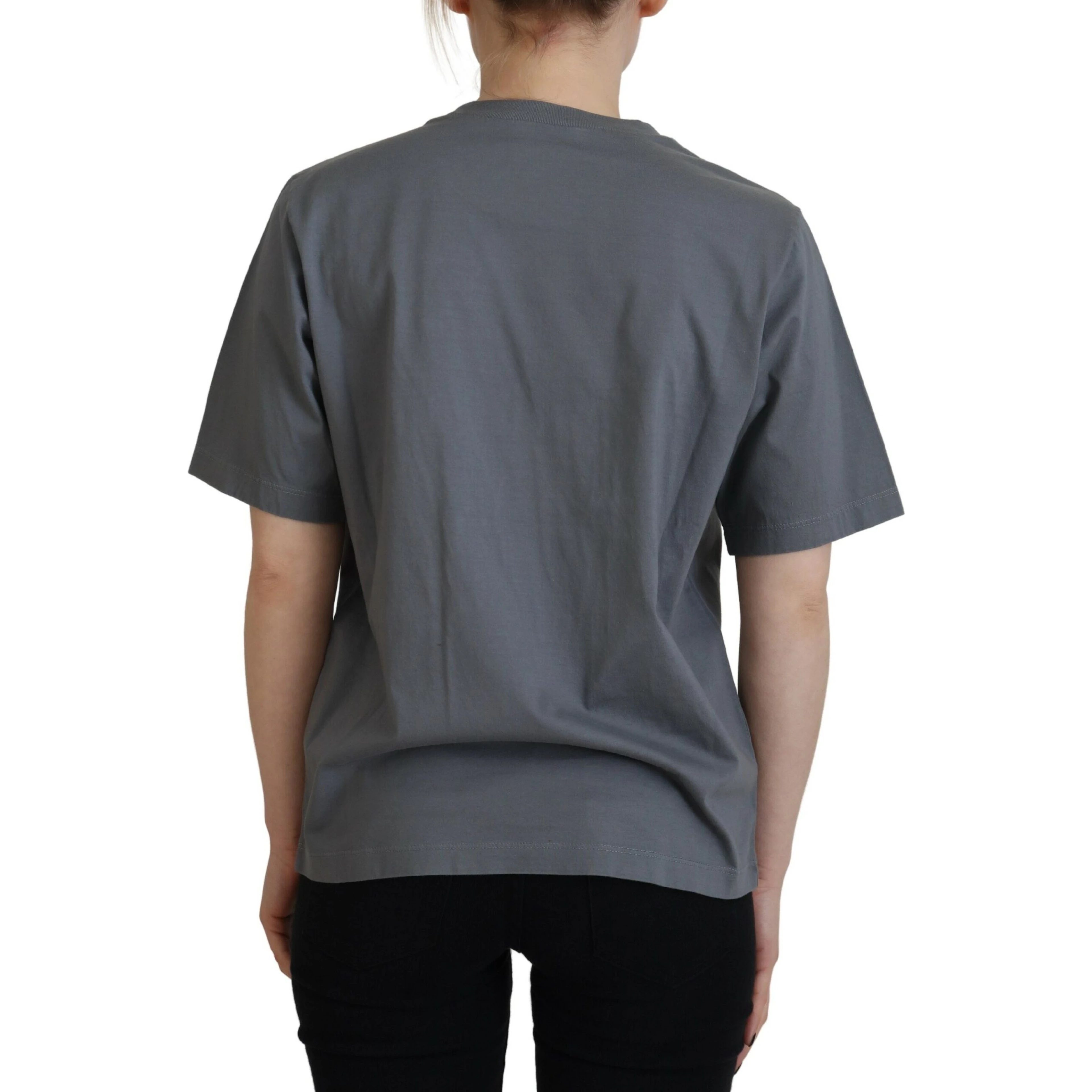Gray Logo Cotton Crewneck Short Sleeve Tee T-shirt