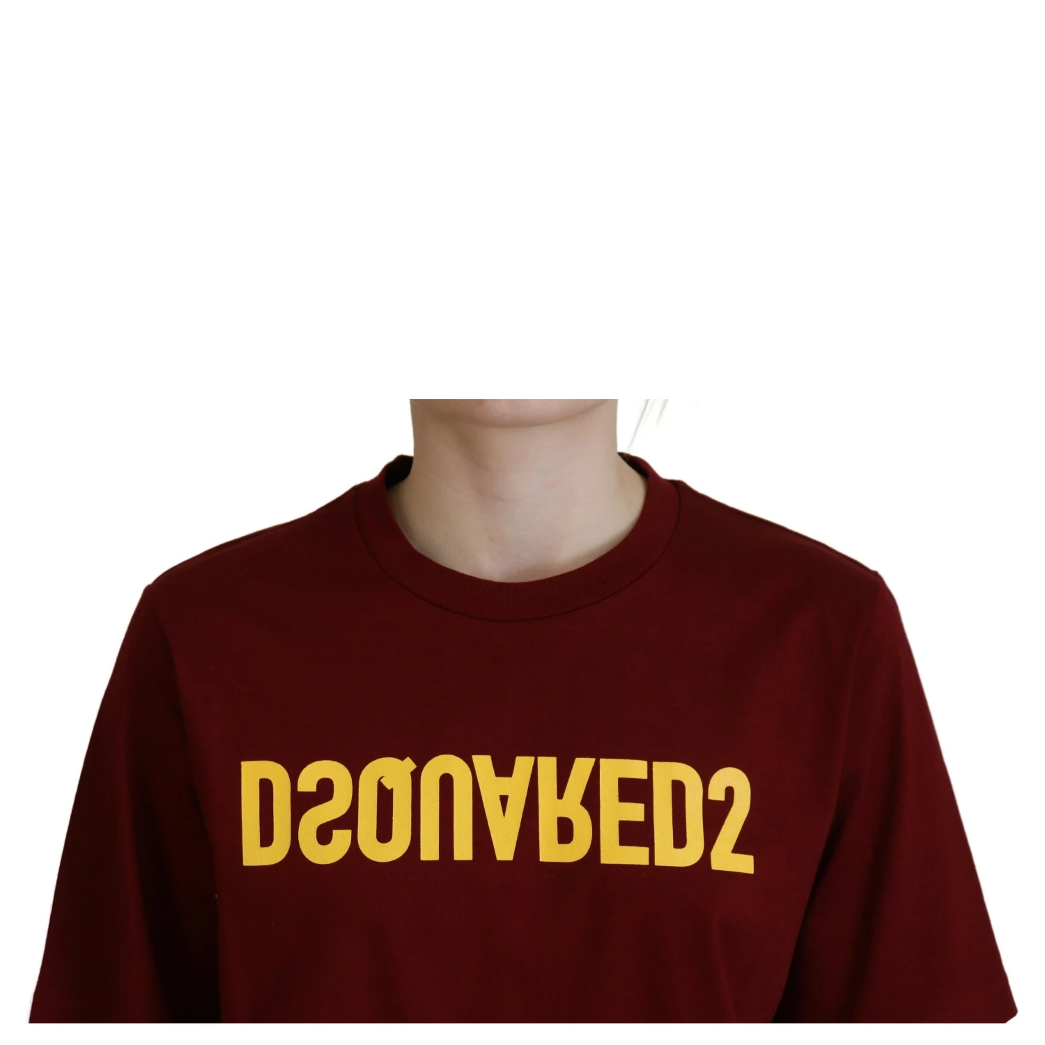 Maroon Logo Cotton Crewneck Short Sleeve Tee T-shirt