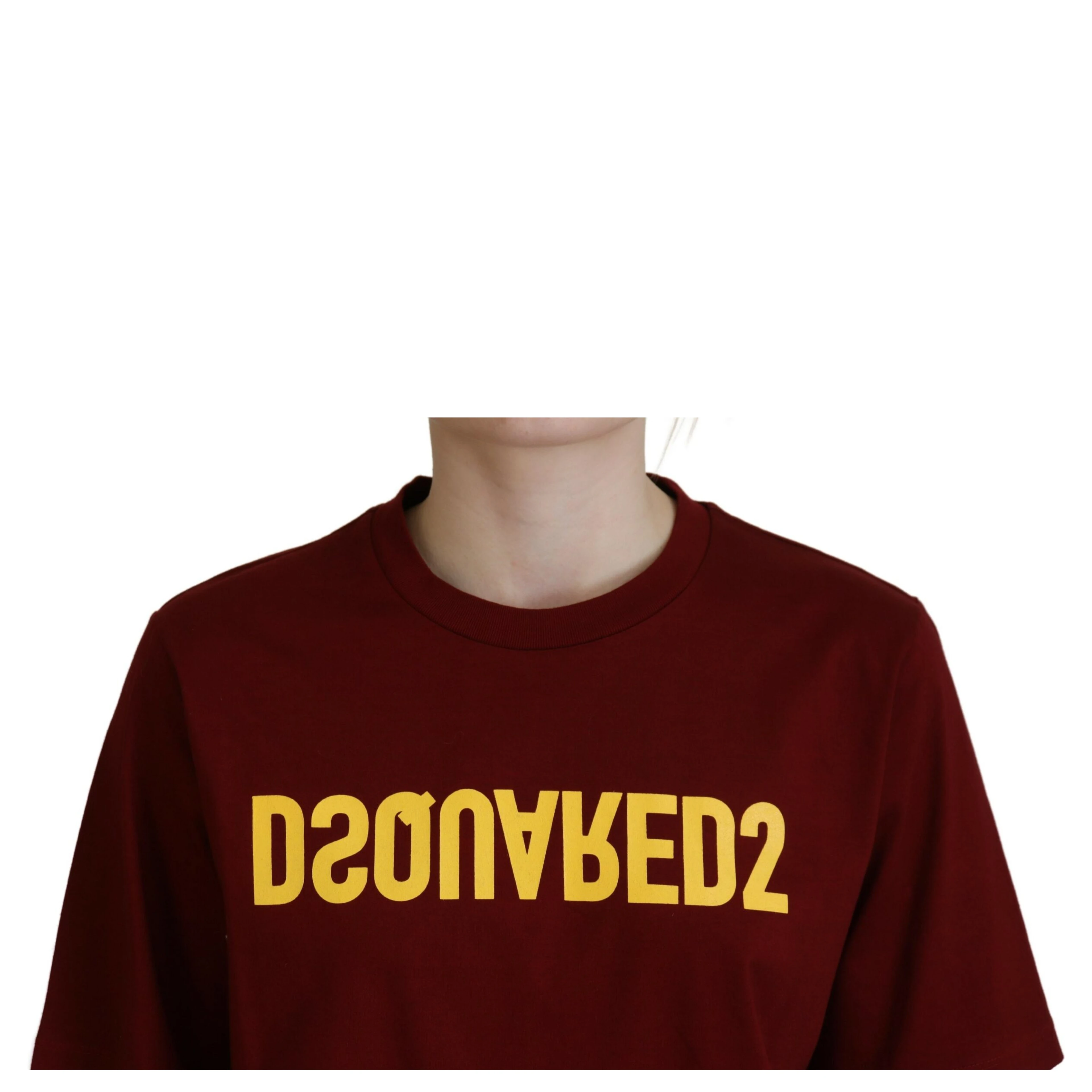 Maroon Logo Cotton Crewneck Short Sleeve Tee T-shirt