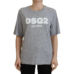 Gray Logo Cotton Crewneck Short Sleeve Tee T-shirt