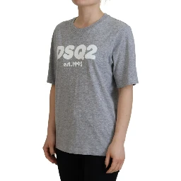 Gray Logo Cotton Crewneck Short Sleeve Tee T-shirt