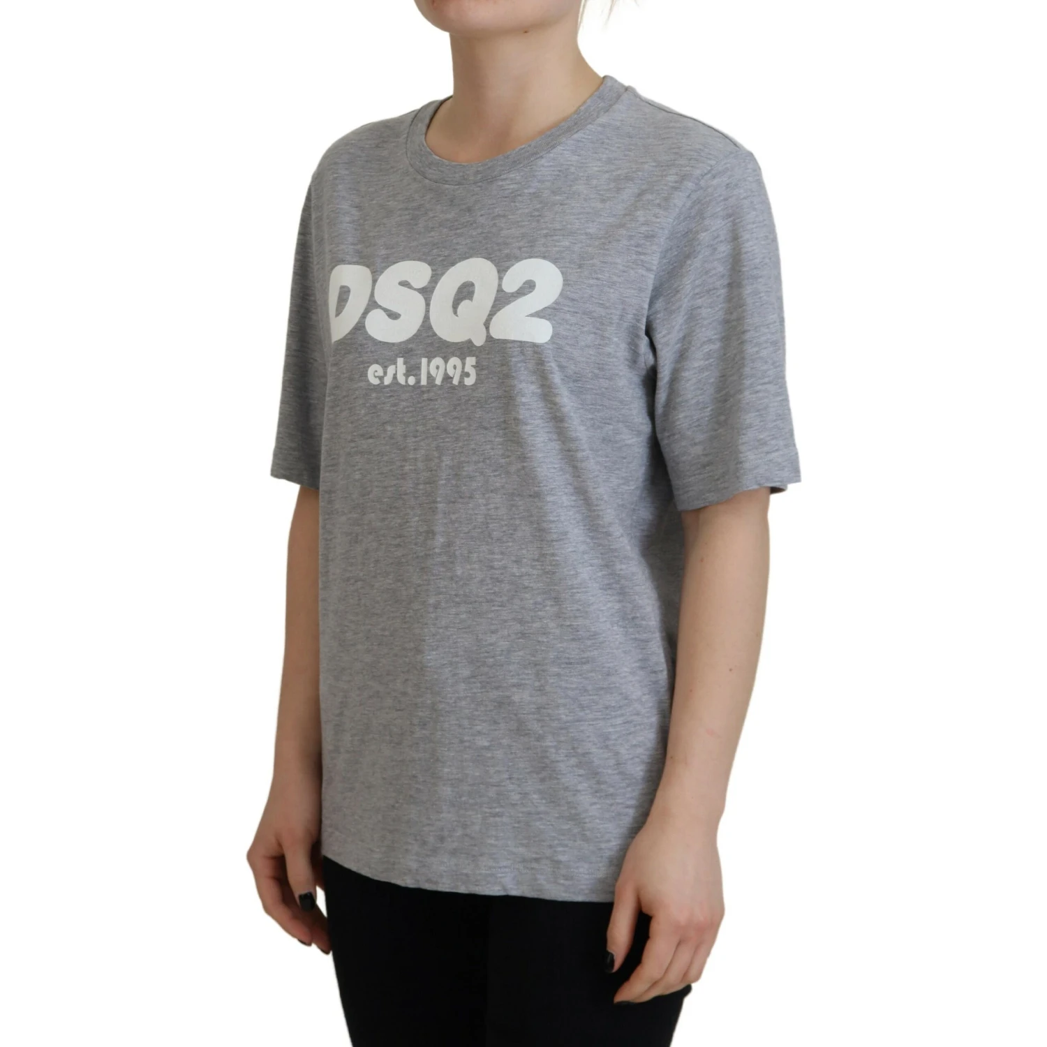 Gray Logo Cotton Crewneck Short Sleeve Tee T-shirt