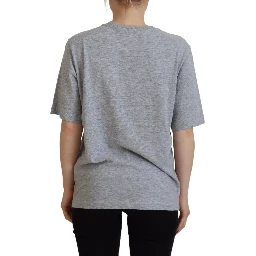 Gray Logo Cotton Crewneck Short Sleeve Tee T-shirt