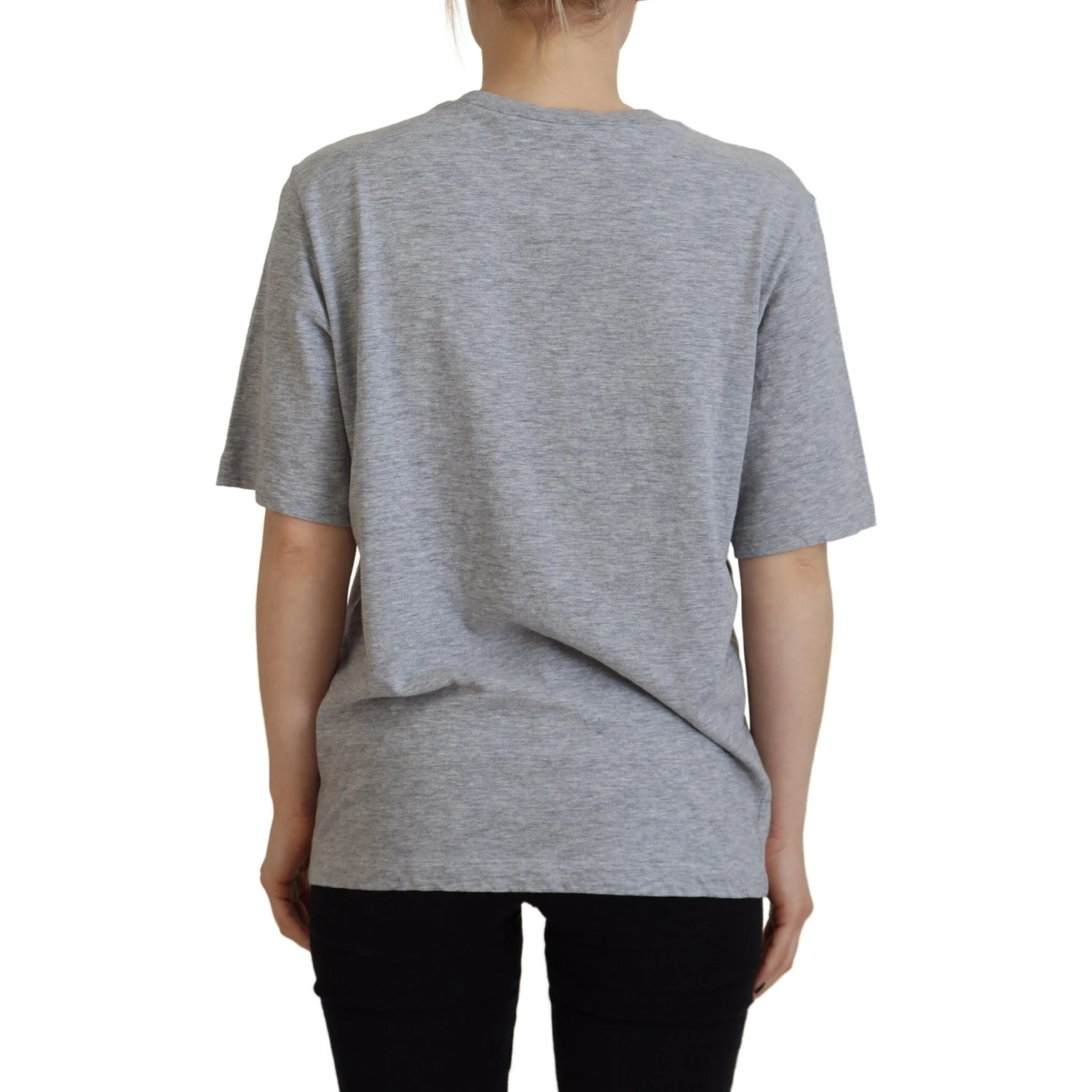 Gray Logo Cotton Crewneck Short Sleeve Tee T-shirt