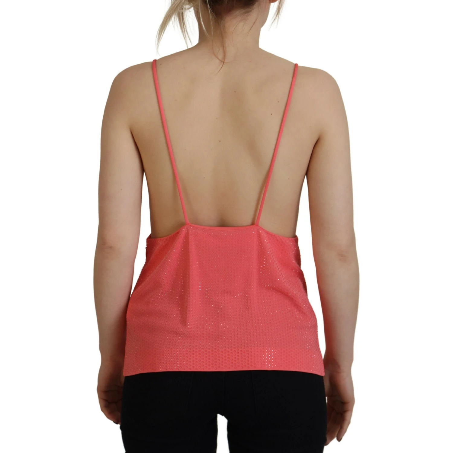 Pink Sleeveless Spaghetti Strap Cami V-neck Top