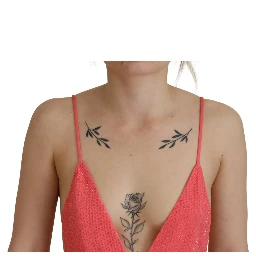 Pink Sleeveless Spaghetti Strap Cami V-neck Top