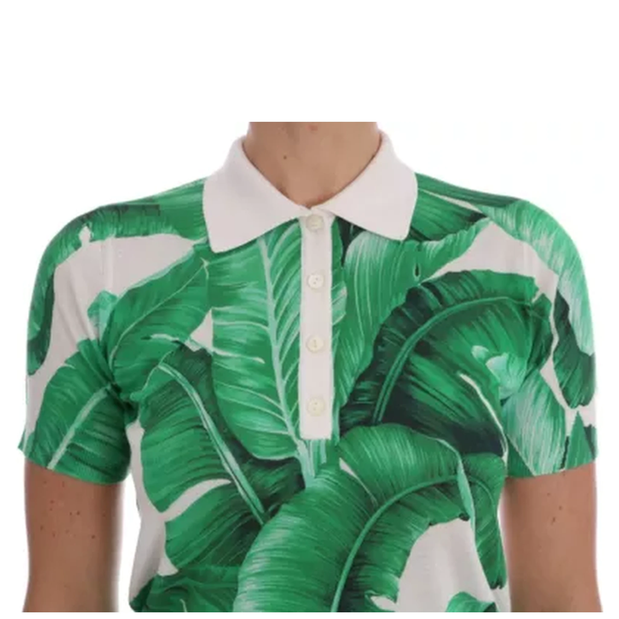 Green Banana Print Silk Polo T-shirt