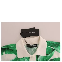 Green Banana Print Silk Polo T-shirt