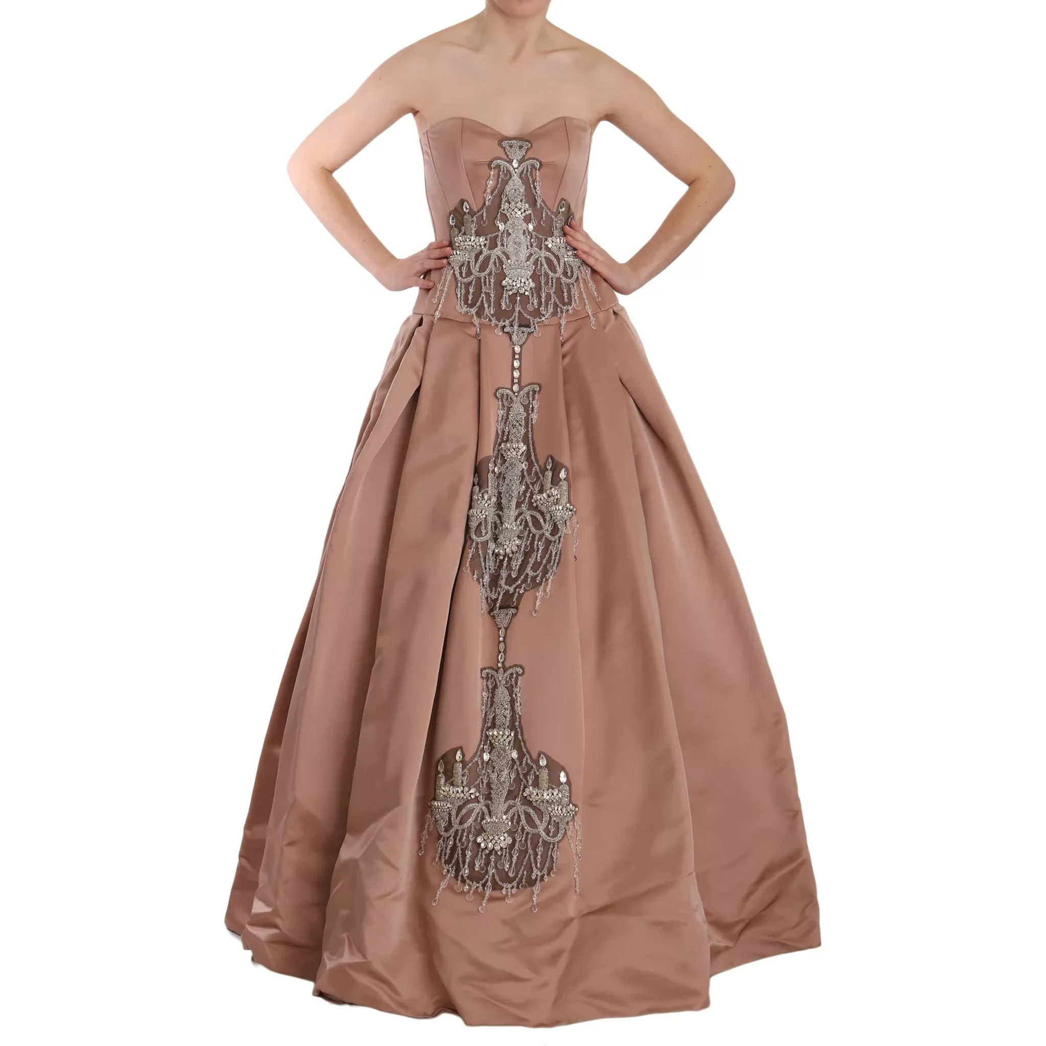 Crystal Pink Silk Chandelier Ball Gown Dress