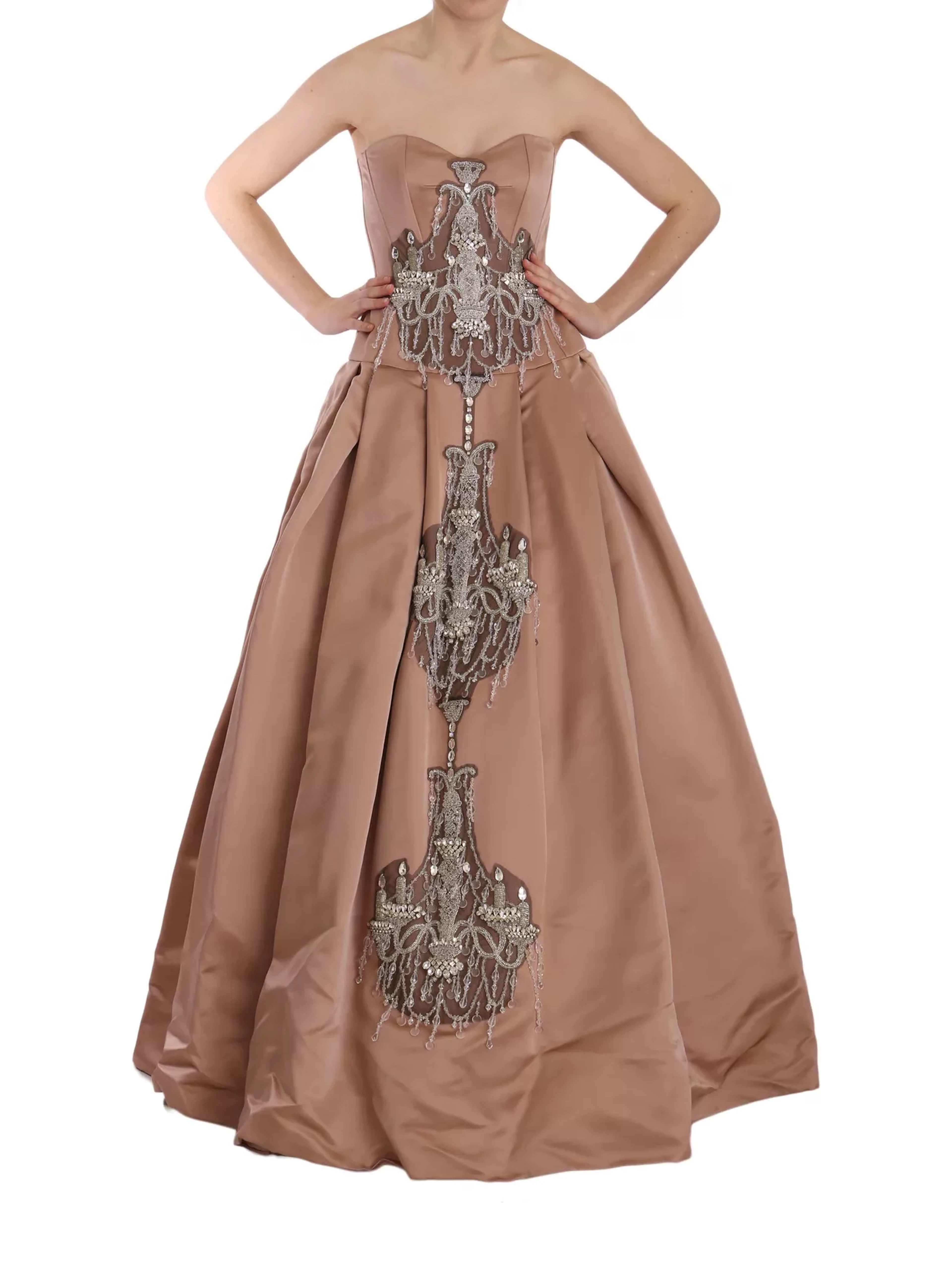 Crystal Pink Silk Chandelier Ball Gown Dress