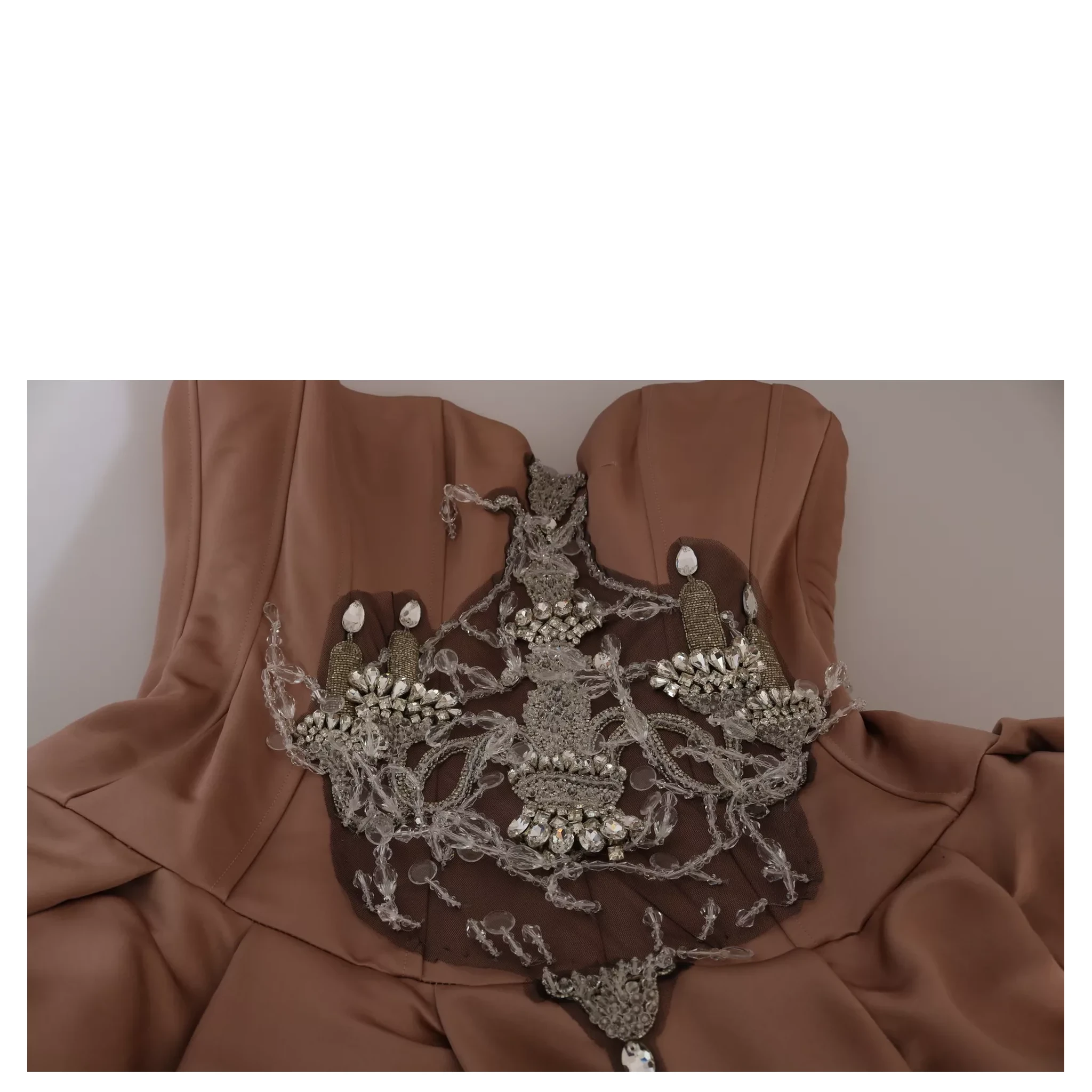 Crystal Pink Silk Chandelier Ball Gown Dress