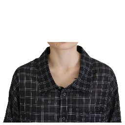 Black Checkered Collared Button Long Sleeves Shirt