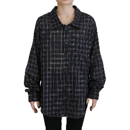 Black Checkered Collared Button Long Sleeves Shirt