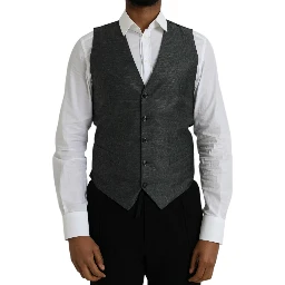 Gray Wool Formal Dress Waistcoat Vest