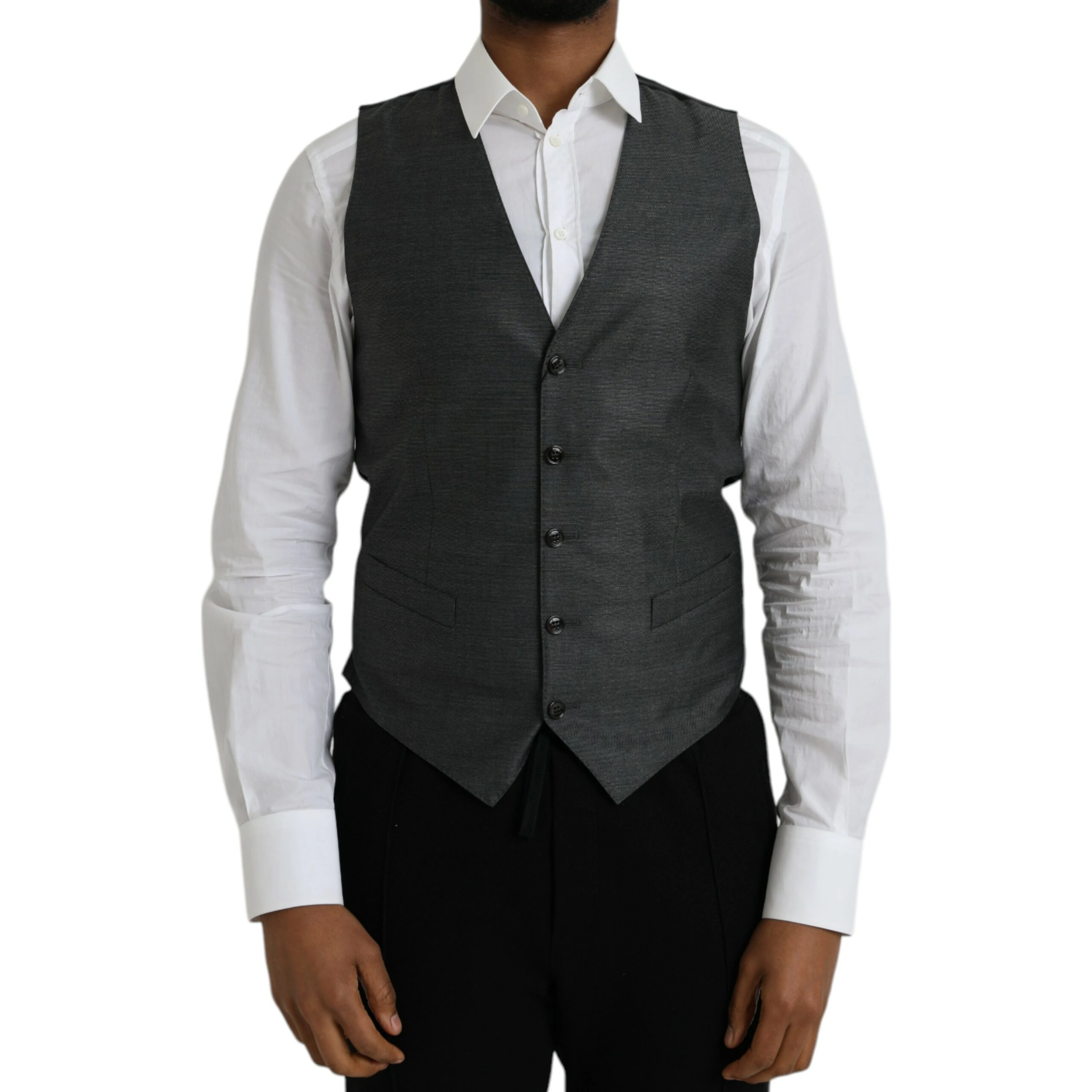 Gray Wool Formal Dress Waistcoat Vest