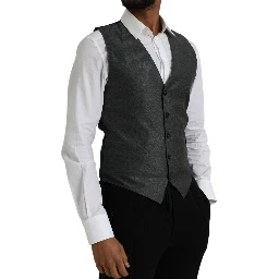 Gray Wool Formal Dress Waistcoat Vest