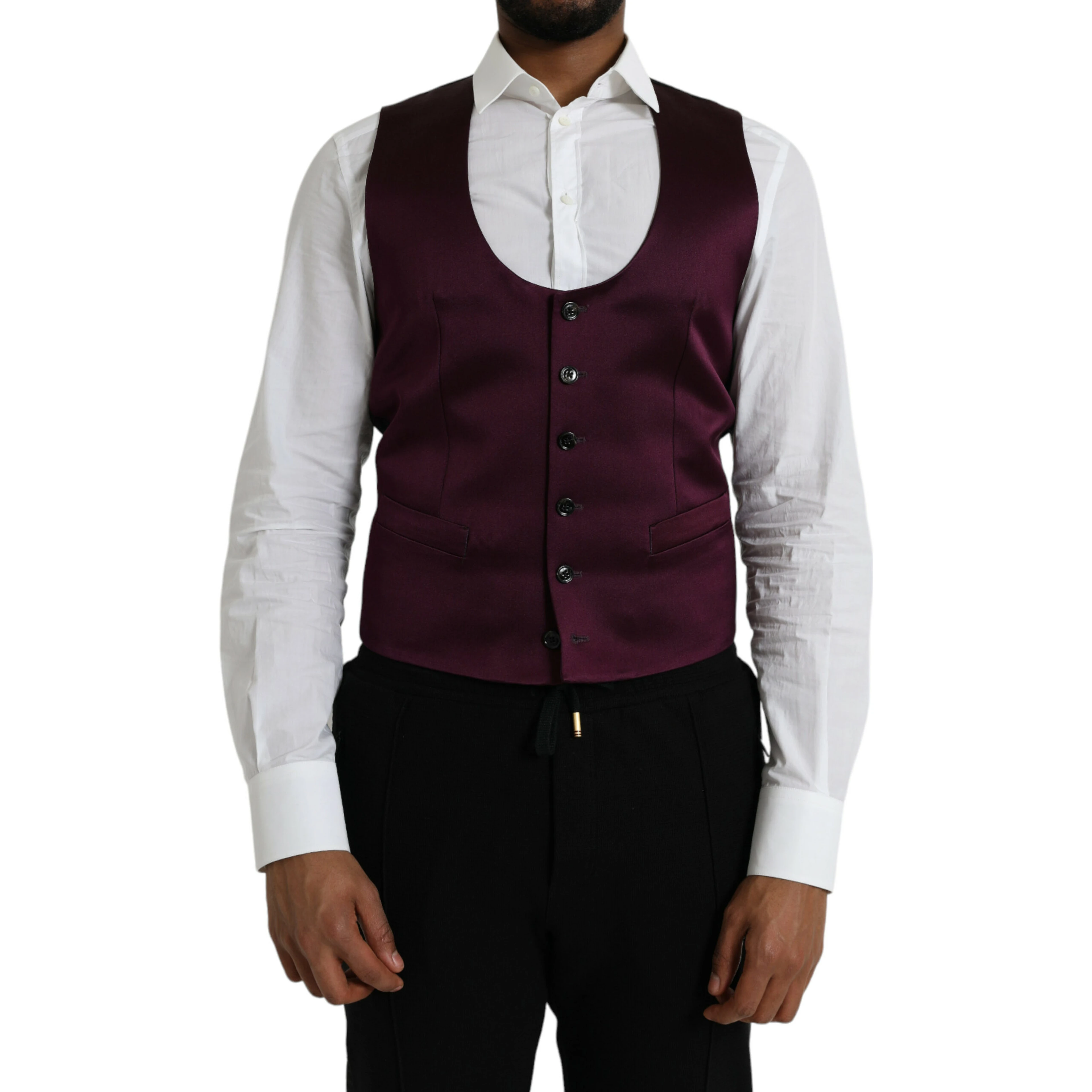 Maroon Satin Silk Waistcoat Dress Formal Vest